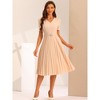 Allegra K Women's V-Neck Short Sleeve Belted A-Line Work Pleated Dress - 4 of 4
