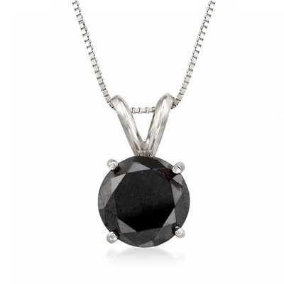 Ross-Simons 3.00 Carat Black Diamond Solitaire Necklace in 14kt White Gold