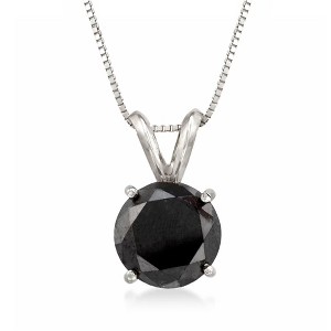 Ross-Simons 3.00 Carat Black Diamond Solitaire Necklace in 14kt White Gold - 1 of 4