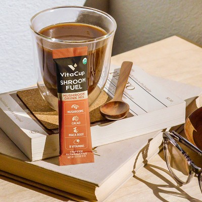 VitaCup Shroom Fuel Mushroom Based Light Roast Coffee Alternative Packets w/Cacao - 24ct