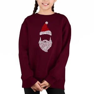 LA Pop Art Santa Claus - Girl's Word Art Crewneck Sweatshirt - 1 of 3
