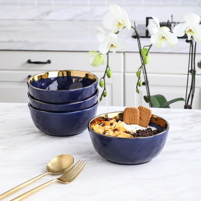Navy Blue and Gold Porcelain 16-Piece Dinnerware Set