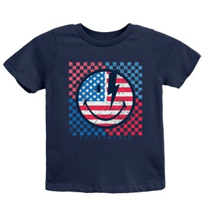 The Juniper Shop SmileyWorld Patriotic Checkered Lightning Youth Short Sleeve Tee - 1 of 4