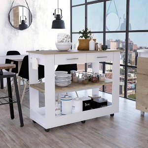 Kitchen Island with Two Shelves and Two Drawers - 1 of 4
