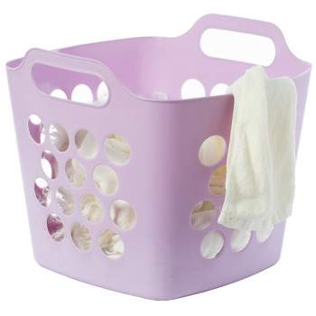 Basicwise Flexible Plastic Carry Laundry Basket Holder Square Storage Hamper with Side Handles