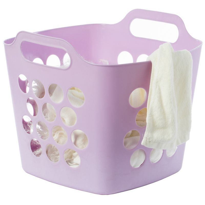 Basicwise Flexible Plastic Carry Laundry Basket Holder Square Storage Hamper with Side Handles, 1 of 7