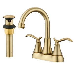 CASAINC 4 in. Centerset Double Handle Bathroom Faucet with 360° Swivel Spout, Stainless Steel Pop-up Drain in Oil Rubbed Bronze - 1 of 4