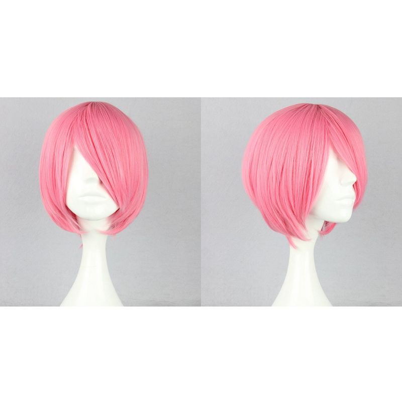 Unique Bargains Women's Bob Wigs 12" Pink with Wig Cap Short Hair With Slant Bangs, 5 of 7