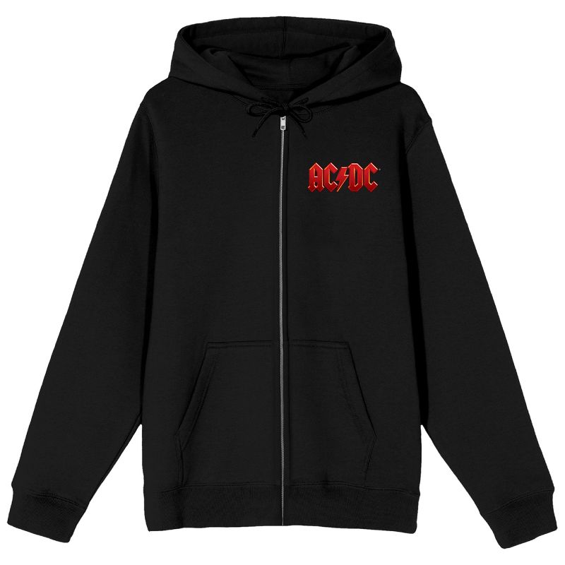 ACDC Angus Young with Horns Men's Black Zip Hoodie, 1 of 5