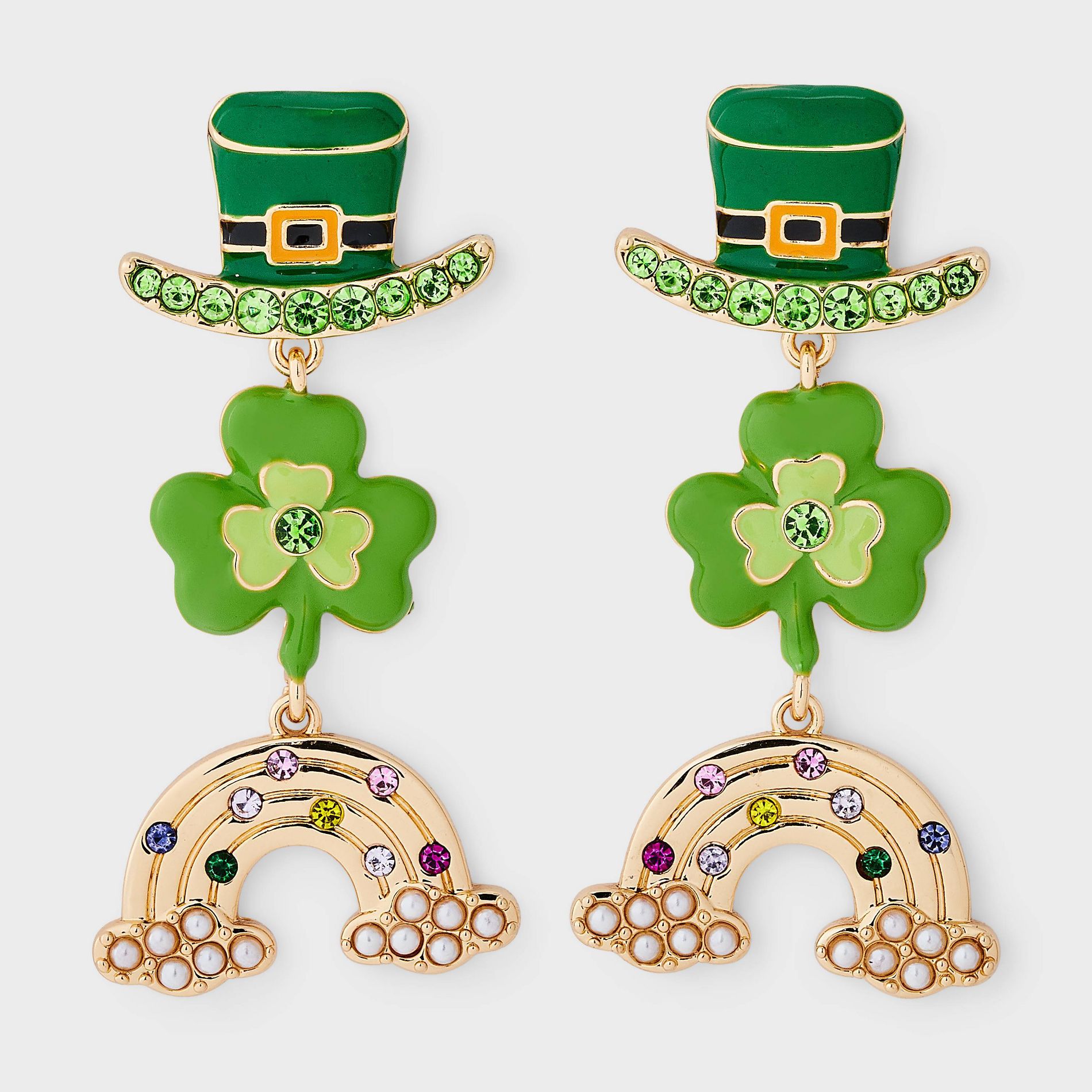 St Patrick's Day Icon Drop Earring - Gold/Green