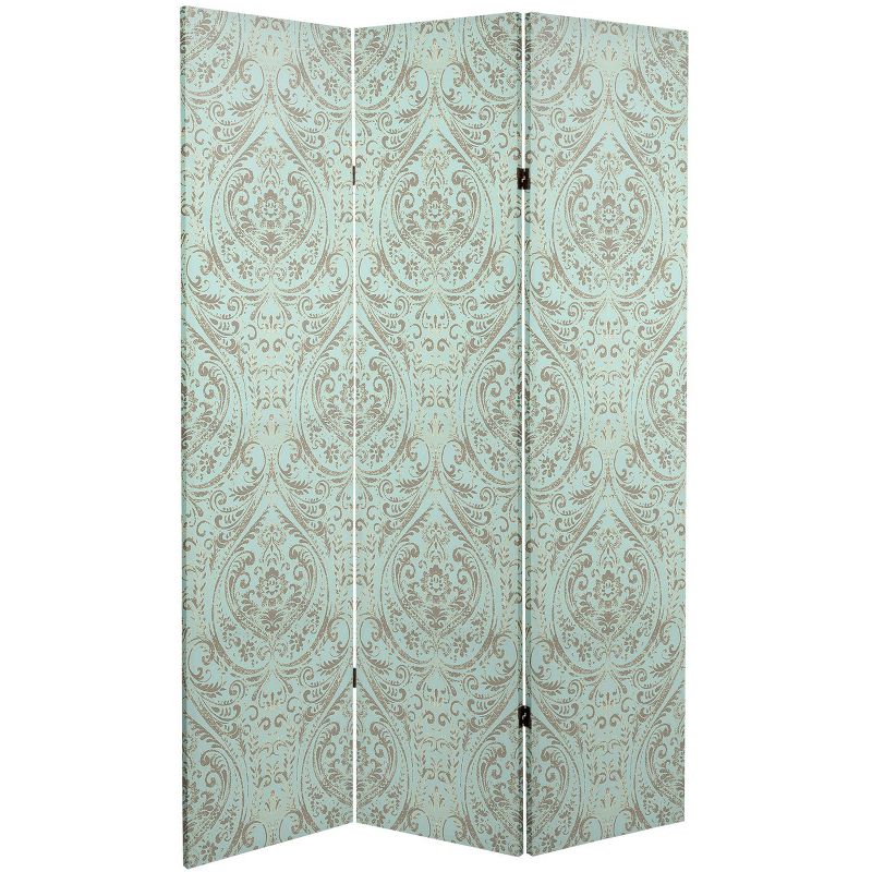 6&#34; Double Sided Ocean Damask Canvas Room Divider Blue - Oriental Furniture, 4 of 8