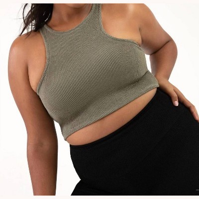 Women's Crinkle Washed Racerback Crop Tank Top - Bloch