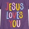 Girls' - Instant Message - Jesus Loves You Fitted Short Sleeve Graphic T-Shirt - 2 of 4