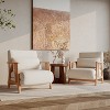 ATJafurn Folding Chair Bed Set of 2, Modern Convertible Wooden Upholstered Armchair Sleeper Chaise Recliner Sofa Bed for Bedroom Living Room, Beige - 2 of 4