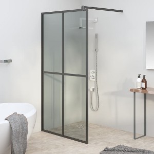 VidaXL Walk-in Shower Screen 46.5 in.x74.8 in. Dark Tempered Glass - 1 of 4