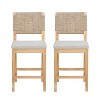Christopher Knight Home Ororon Boho Rubberwood Rattan Upholstered Counter Stools (Set of 2) - 2 of 4