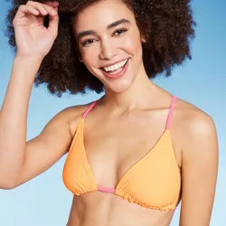 Women's Reversible Triangle Bikini Top - Wild Fable™ Orange/Swirl Print Multi XXS