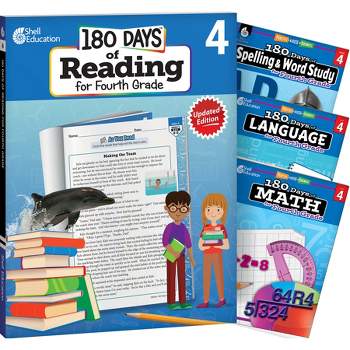 Shell Education 180 Days Reading, Spelling, Language, & Math Grade 4: 4-Book Set