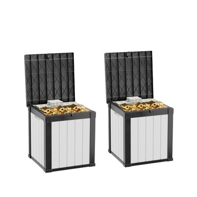 VisioGear Deck Boxes, 2-Piece 45 Gal Outdoor Storage Deck Box, Small Patio Storage Bin for Garden Tools, Black, 30.75"*17.13"*21.85"