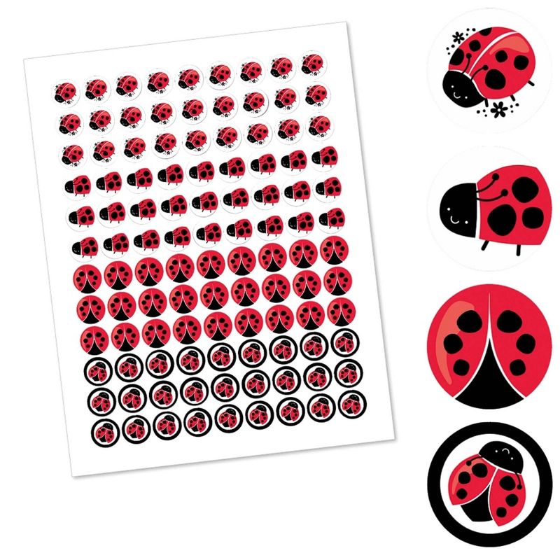 Big Dot of Happiness Happy Little Ladybug - Baby Shower or Birthday Party Round Candy Sticker Favors - Labels Fits Chocolate Candy (1 sheet of 108), 2 of 7