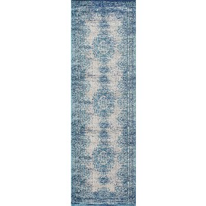 Nuloom Moriah Oriental/Persian 2x8 Runner Rug for Living Room Bedroom Dining Room Entryway Hallway Kitchen, Blue/Beige - 1 of 4