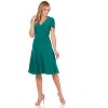 Rekucci Women's V-Neck Short Sleeve Crossover Dress with Tummy Control - 4 of 4