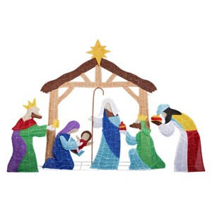 SEVOBAL 5FT 2D Nativity Scene Outdoor Christmas Decorations for Indoor Outdoor Garden Holiday Decoration Christmas Eve, Multi, 89.37"*13.4"*61.02" - 1 of 4