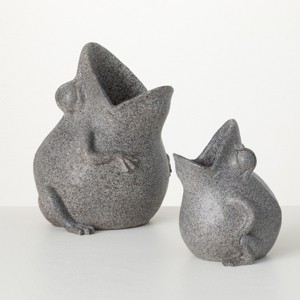 13.25"H Sullivans Tongue-In-Cheek Frog Planters Set of 2, Gray - 1 of 4
