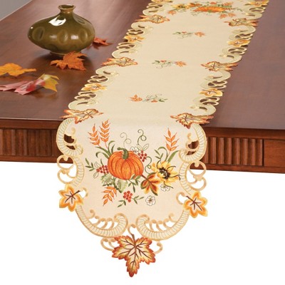 Collections Etc Embroidered Pumpkin Table Linens