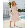 Clearlove Women's Summer Square Neck Midi Dress 2025 Casual Puff Half Sleeve Elastic Waist Boho Flowy Long Dresses - 4 of 4