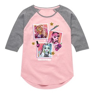 Girls' - Mattel - Girl Squad Pop Art Shirt Tail Raglan Graphic T-shirt - 1 of 4