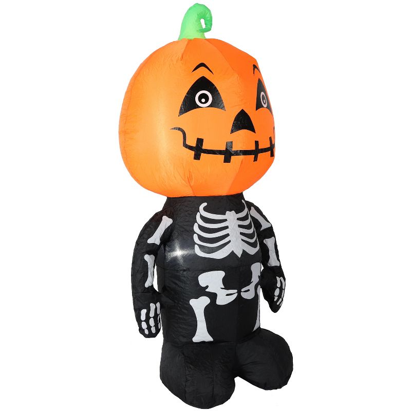 Sunnydaze Indoor/Outdoor Halloween Pumpkin Head Skeleton Man Inflatable Yard Decoration - 50", 5 of 15