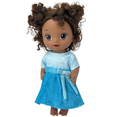 Doll Clothes Superstore Blue Glitter Dress Fits 12 Inch Baby Alive And