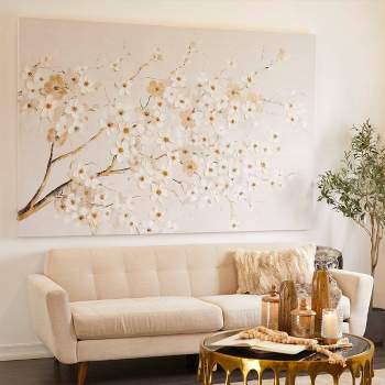 Canvas Floral Branch Wall Decor White - Olivia & May