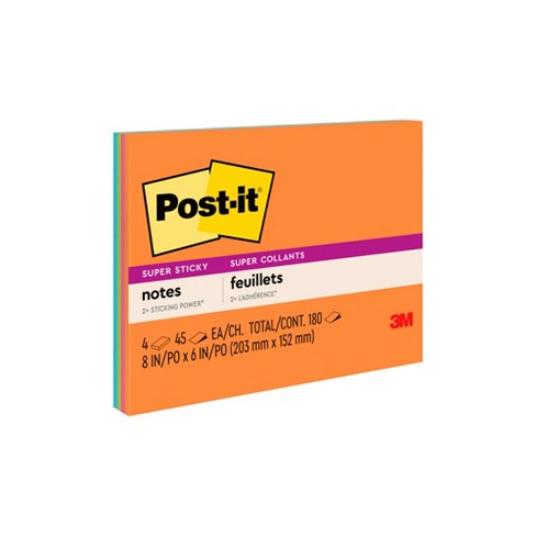Post-it Super Sticky Large Notes, 8 X 6 Inches, Energy Boost, Pack