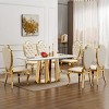 Modern Dining Table for 6 People,70'' Rectangle Faux Marble Table with Mirrored Stainless Steel Base - Maison Boucle - 3 of 4