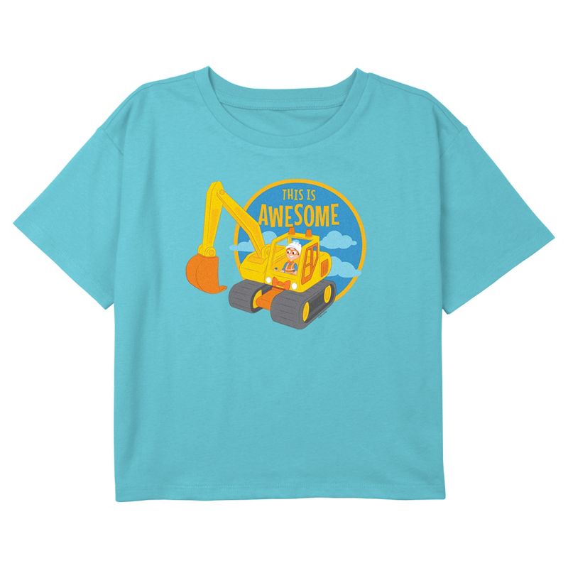 Girl's Blippi This is Awesome Construction Digger Crop Top T-Shirt, 1 of 4