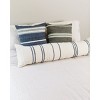 Slickblue Ribbons Lumbar Pillow with Insert, Hand-Spun Cotton Woven Cover, 12 x 48 Inch Rectangle, Navy and White - 3 of 4
