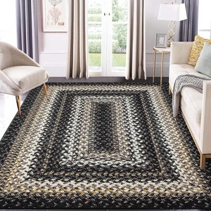 Entryway Rug Small Throw Rug Machine Washable Floor Cover Braided Printed Area Rug Indoor Non Slip Farmhouse Rug Boho Accent Rug - 1 of 4