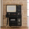 Gulches Modern Black Makeup Vanity Desk - Lighted Mirror, Retractable Design, Drawers, Cabinet, Power Outlet for Bedroom - 3 of 4