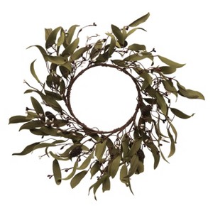 Transpac Foam 15 in. Green Harvest Leaf Wreath - 1 of 2