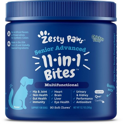Zesty Paws Senior Advanced 11-in-1 Multifunctional Soft Chews for Dogs - Chicken Flavor - 90ct