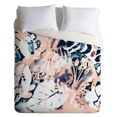 Cayenablanca Jungle Memoirs Lightweight Duvet Cover Queen Pink - Deny Designs