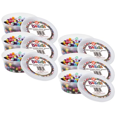 Hygloss Bucket O� Beads, Barrel Pony, 6 x 9 mm, 400 Per Pack, 6 Packs
