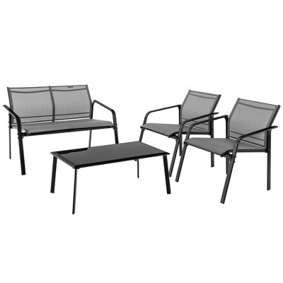 Tangkula 4PCS Patio Conversation Futniture Set w/ Fabric and Anti-Rust Steel Frame
