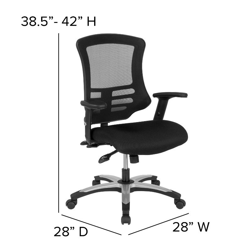 Flash Furniture High Back Black Mesh Multifunction Executive Swivel Ergonomic Office Chair with Molded Foam Seat and Adjustable Arms, 4 of 11