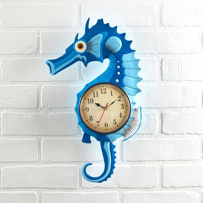 Lakeside Pendulum Wall Clock – Ocean Decor – Beach House Decor - Seahorse