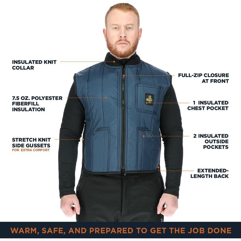 RefrigiWear Men's Warm Cooler Wear Lightweight Fiberfill Insulated Workwear Vest, 3 of 7