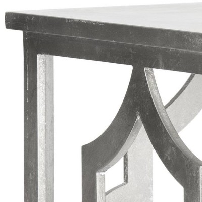 Elegant Silver Leaf Square End Table with Trellis Design
