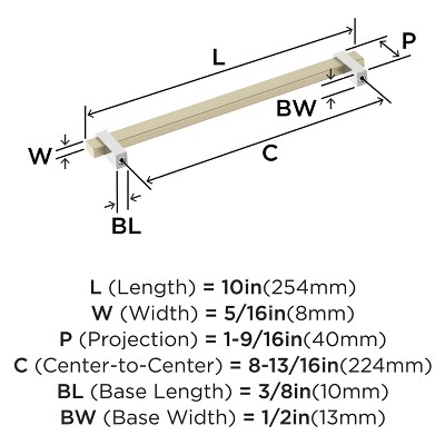 8-13/16 inch Golden Champagne and Polished Chrome Bar Cabinet Pull